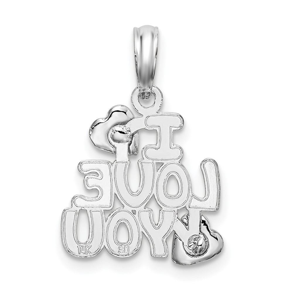FJC Finejewelers 925 Sterling Silver Rhodium Plated Polished I LOVE YOU with Hearts Charm