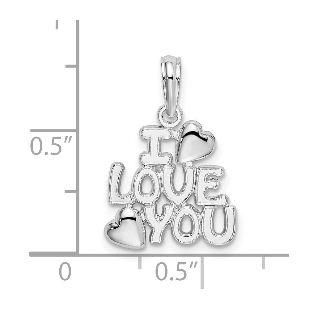 FJC Finejewelers 925 Sterling Silver Rhodium Plated Polished I LOVE YOU with Hearts Charm
