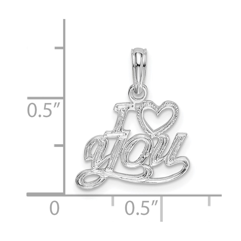 FJC Finejewelers 925 Sterling Silver Rhodium Plated Polished I HEART YOU Script Charm