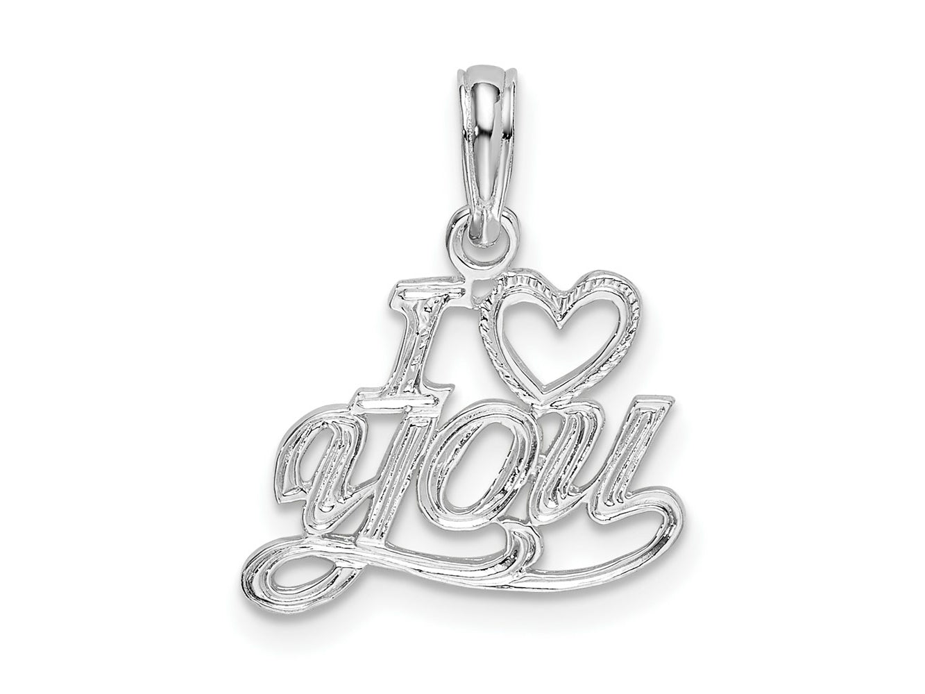 FJC Finejewelers 925 Sterling Silver Rhodium Plated Polished I HEART YOU Script Charm