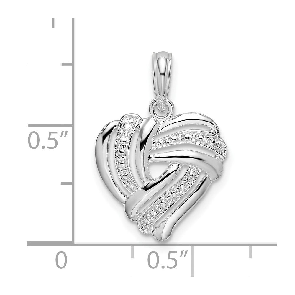 FJC Finejewelers 925 Sterling Silver Rhodium Plated Polished Wrap Design Heart Charm
