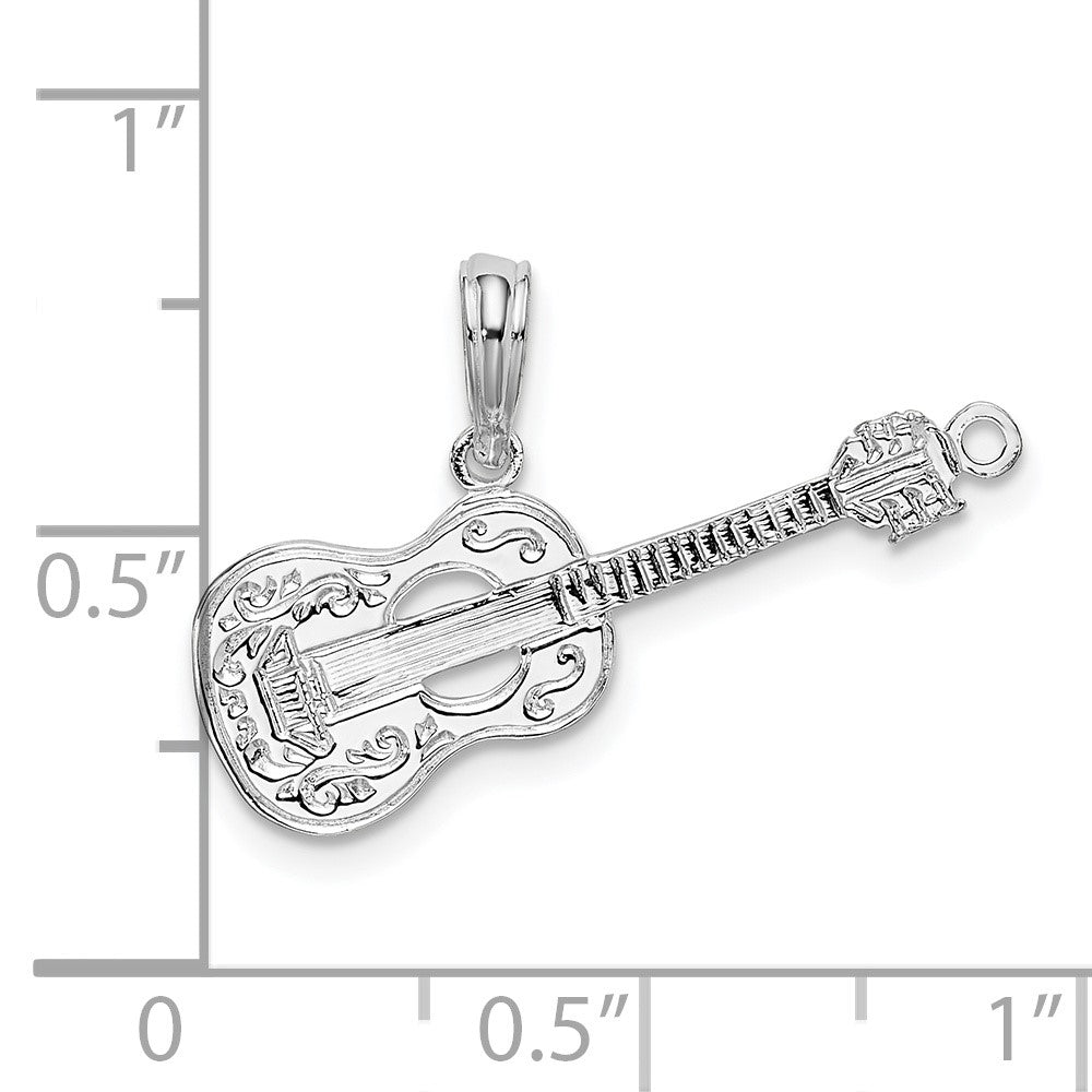 FJC Finejewelers 925 Sterling Silver Rhodium Plated Polished Guitar Charm 16 x 24 mm