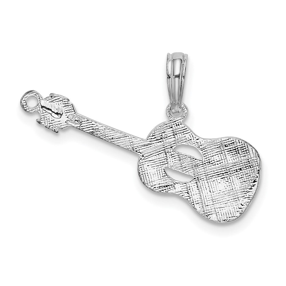 FJC Finejewelers 925 Sterling Silver Rhodium Plated Polished Guitar Charm 16 x 24 mm