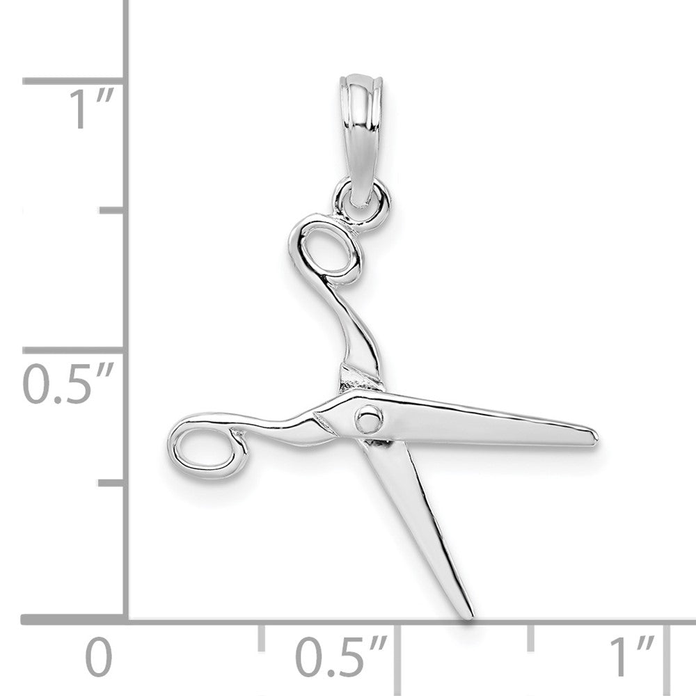FJC Finejewelers 925 Sterling Silver Rhodium Plated Polished Moveable 3D Scissors Charm 26 mm