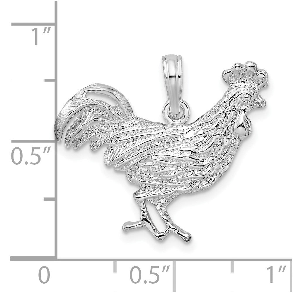 FJC Finejewelers 925 Sterling Silver Rhodium Plated Polished Rooster Charm 23 mm