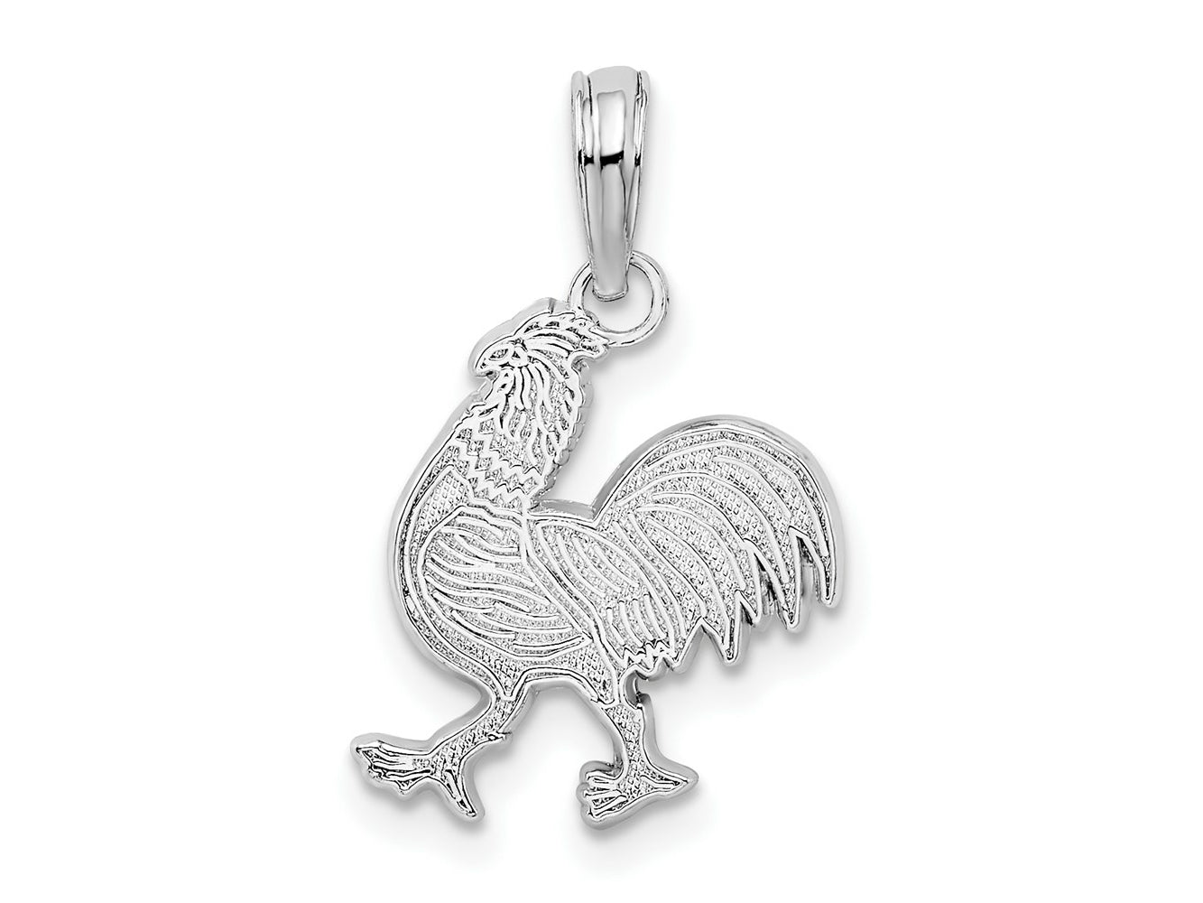 FJC Finejewelers 925 Sterling Silver Rhodium Plated Polished/Textured Flat Rooster Charm 13 mm