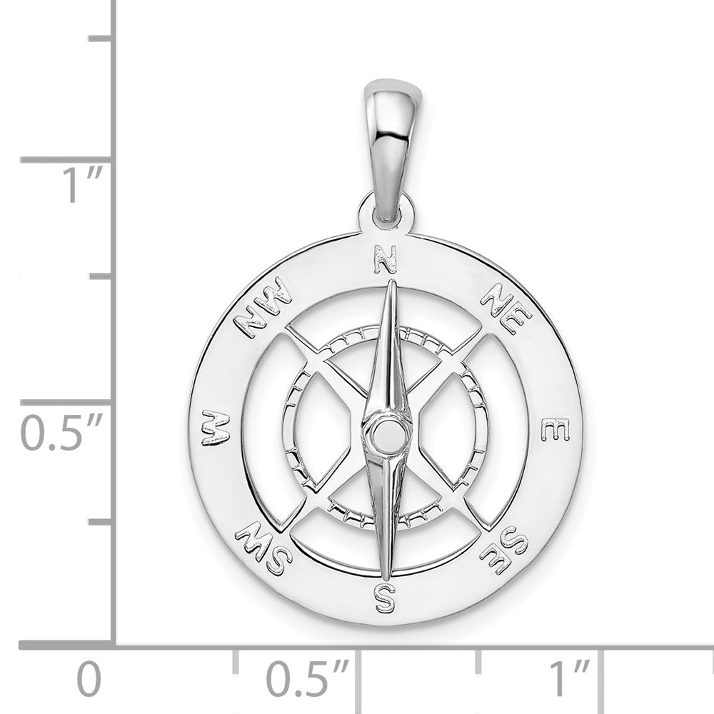 FJC Finejewelers 925 Sterling Silver Rhodium Plated Moveable Needle Compass Charm 28 x 29 mm