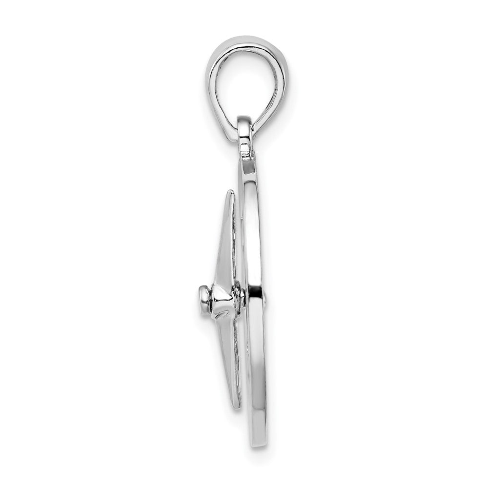 FJC Finejewelers 925 Sterling Silver Rhodium Plated Moveable Needle Compass Charm 28 x 29 mm