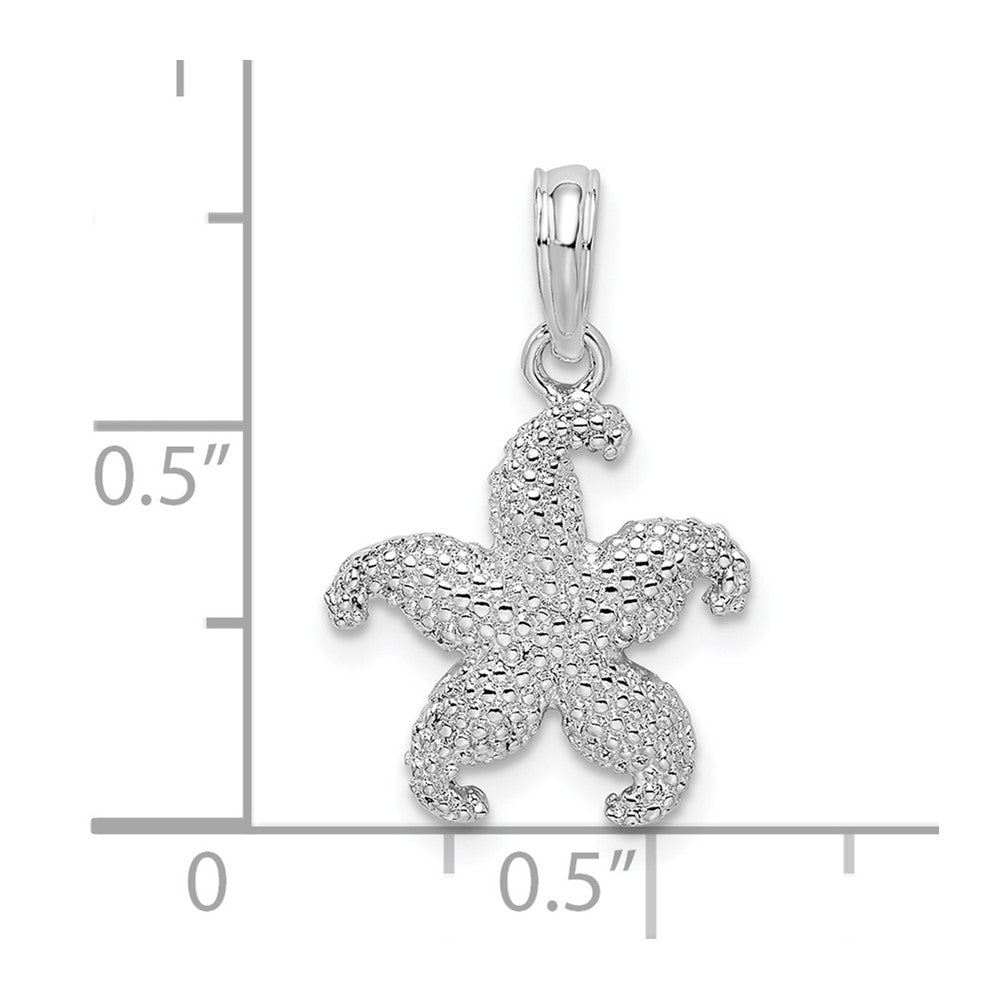 FJC Finejewelers 925 Sterling Silver Rhodium Plated Polished Puffed Starfish Charm 25 x 13 mm