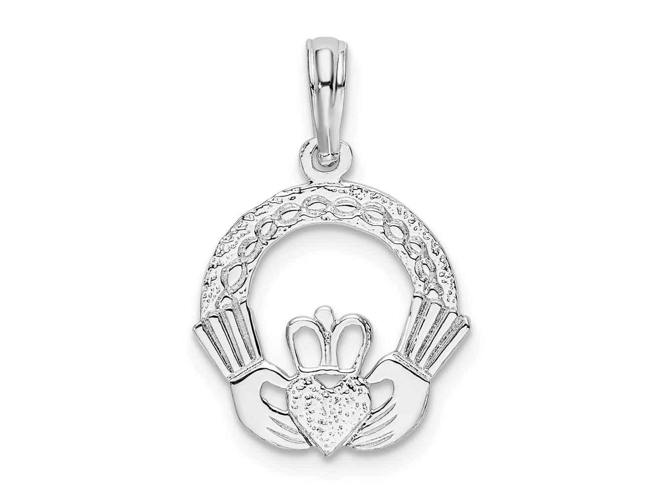 FJC Finejewelers 925 Sterling Silver Polished/Textured Claddagh Circle Charm 14 mm