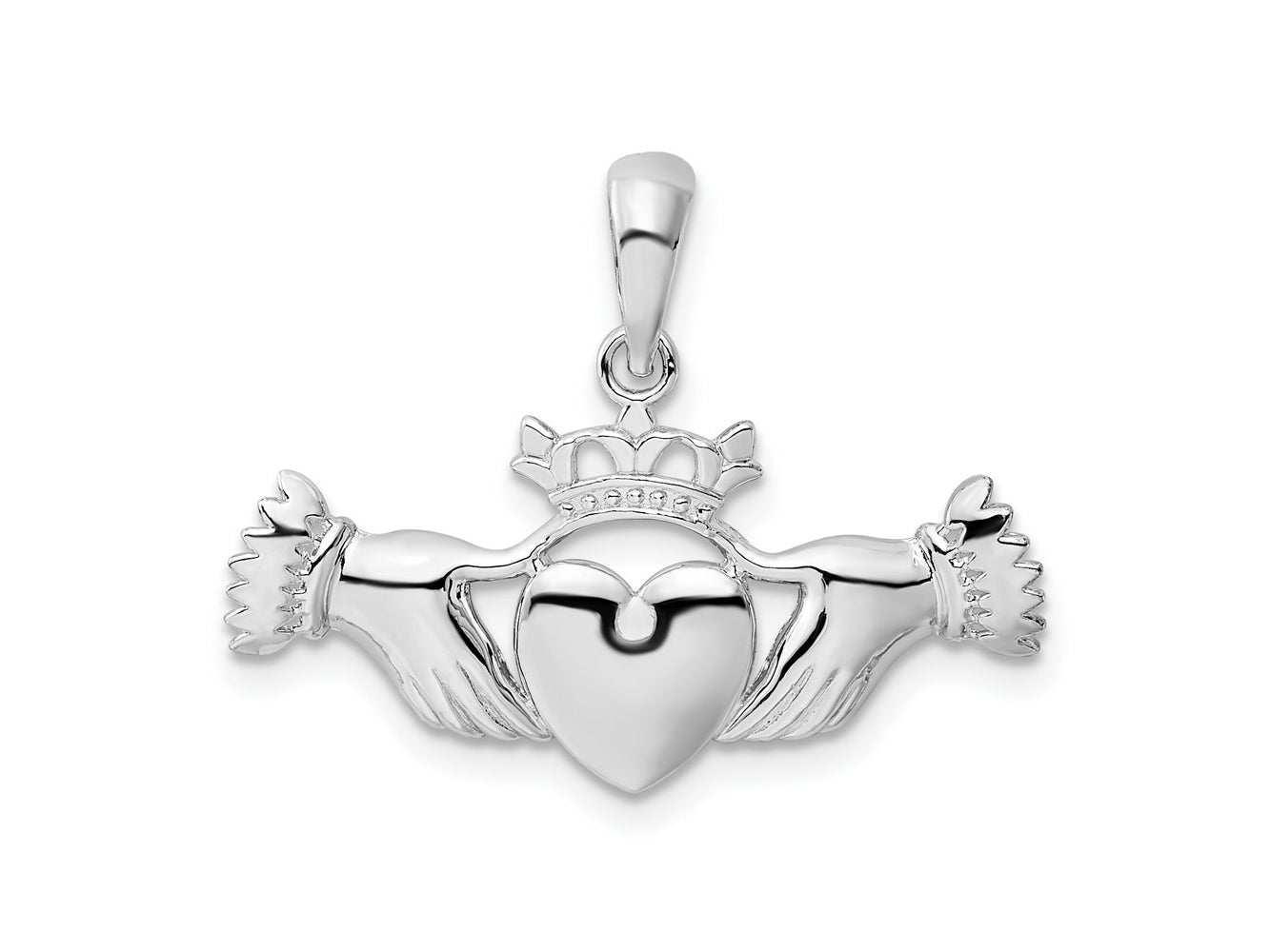 FJC Finejewelers 925 Sterling Silver Rhodium Plated Polished Claddagh Charm 25 mm