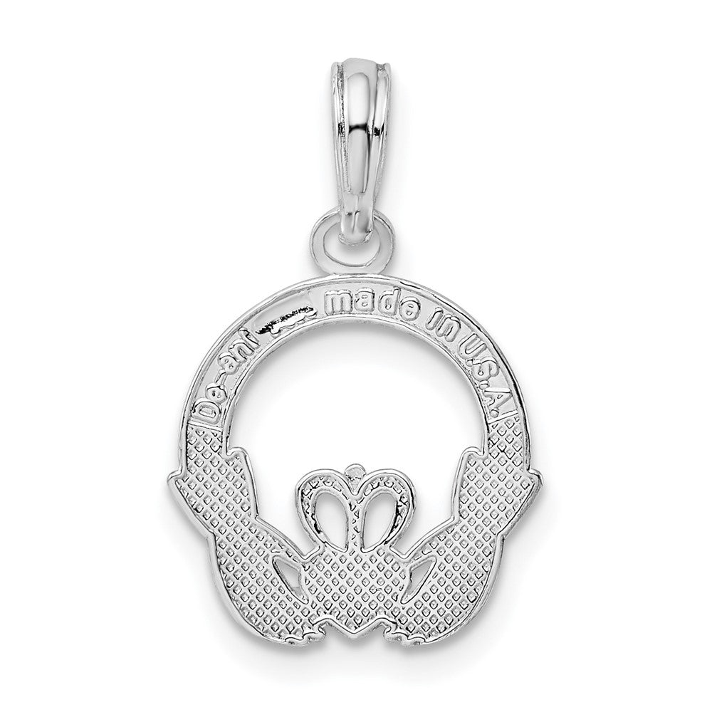 FJC Finejewelers 925 Sterling Silver Rhodium Plated Polished Claddagh Circle Charm 13 mm