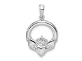 FJC Finejewelers 925 Sterling Silver Rhodium Plated Polished Large Claddagh Circle Charm 17 mm