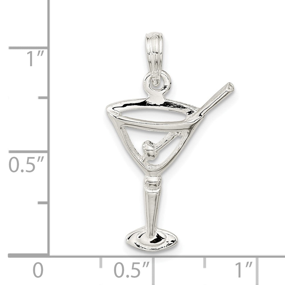 FJC Finejewelers 925 Sterling Silver Rhodium Plated Polished Cut-out Martini with Olive Charm 26 x 15 mm