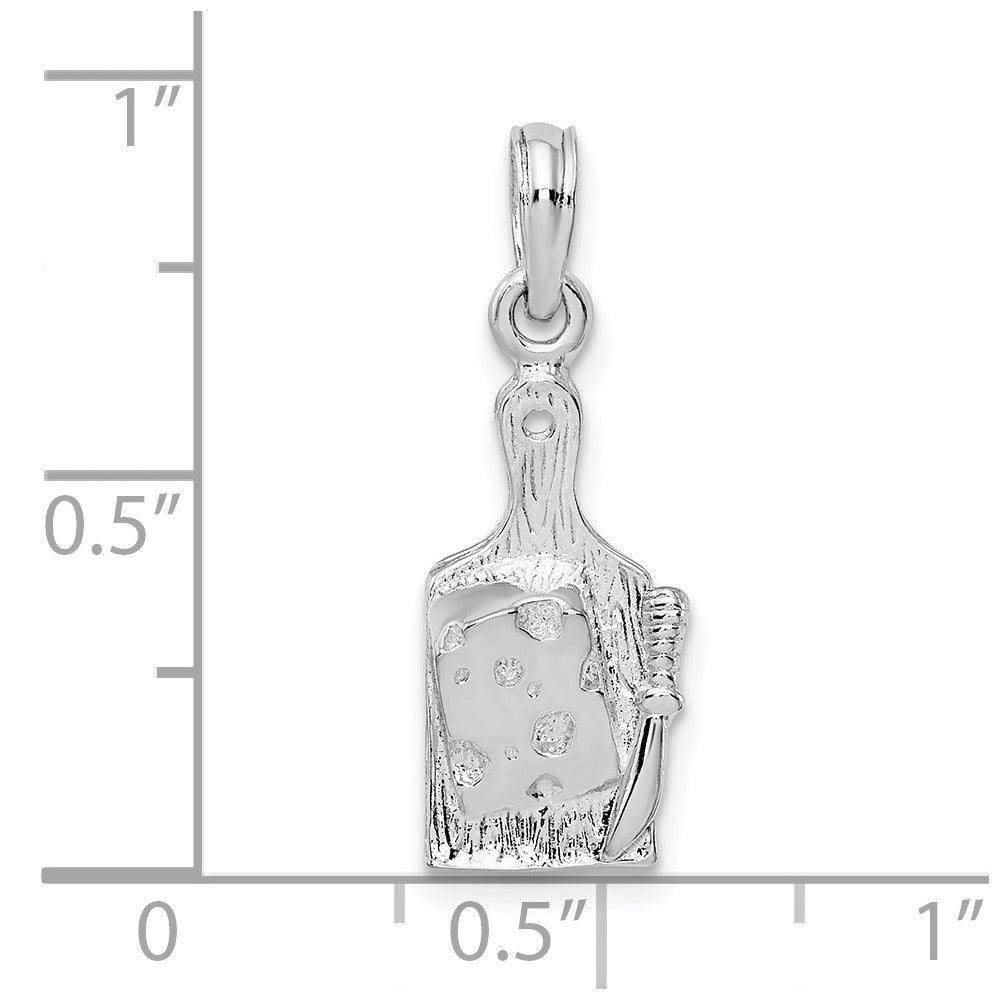FJC Finejewelers 925 Sterling Silver Rhodium Plated Polished Cheese Board with Knife Charm 23 x 8 mm