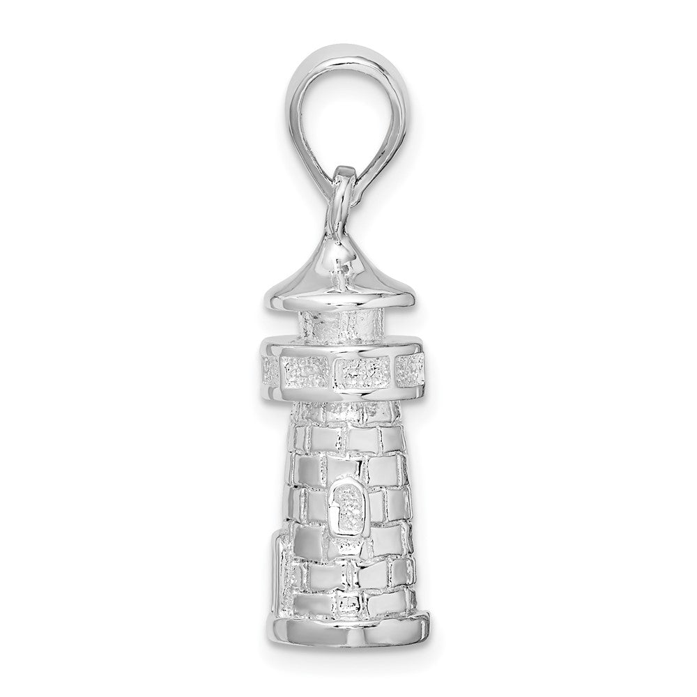 FJC Finejewelers 925 Sterling Silver Rhodium Plated Polished 3D Lighthouse Charm 28 x 8 mm