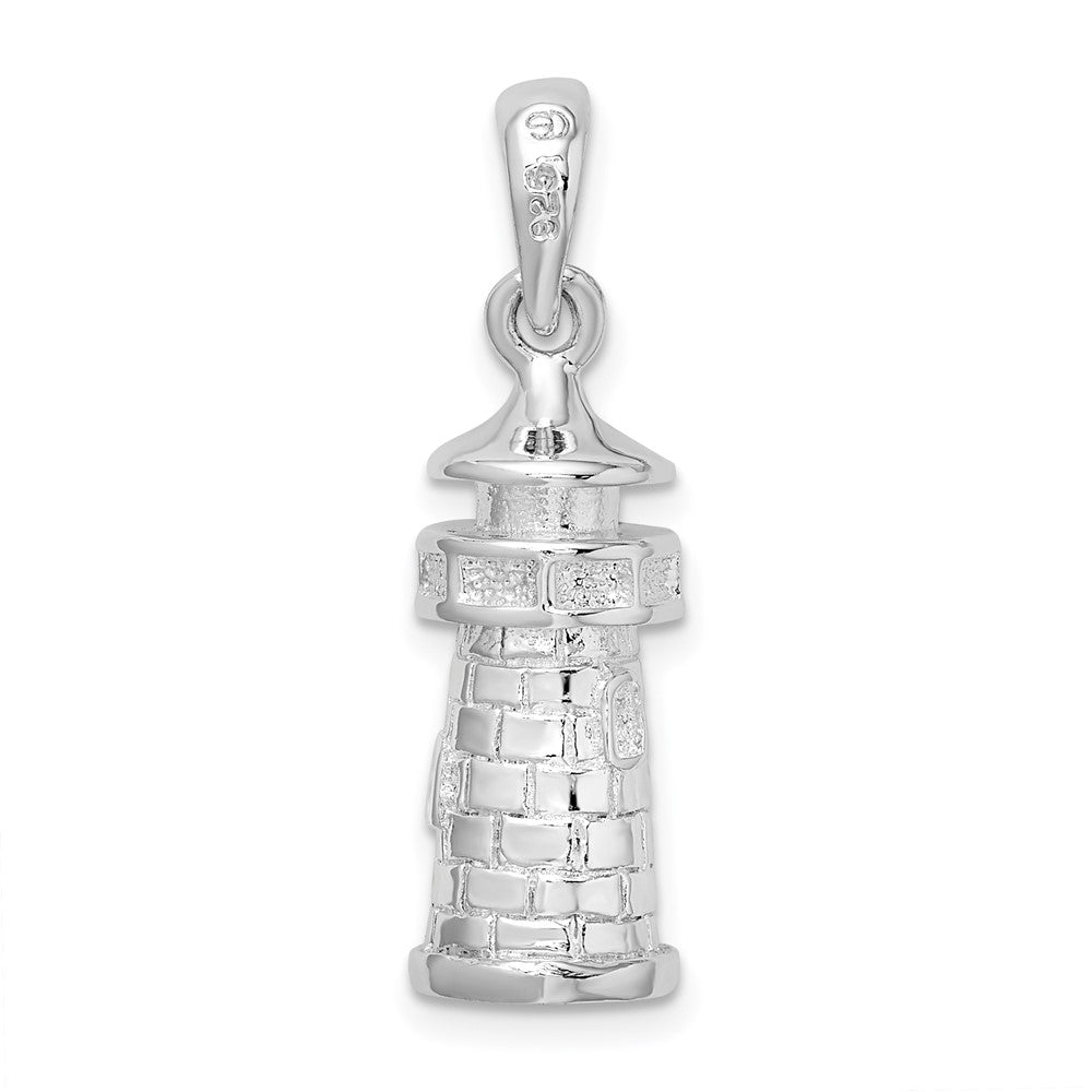 FJC Finejewelers 925 Sterling Silver Rhodium Plated Polished 3D Lighthouse Charm 28 x 8 mm
