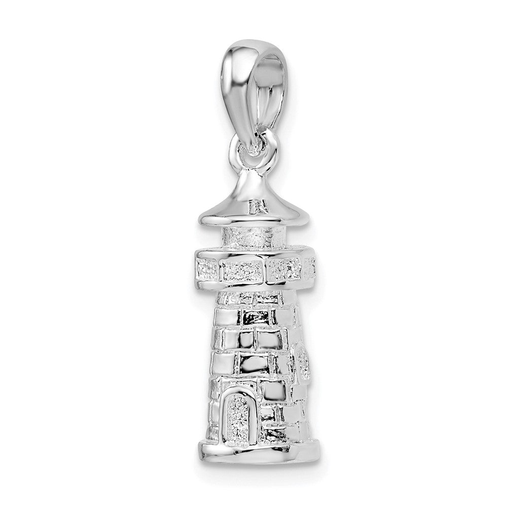 FJC Finejewelers 925 Sterling Silver Rhodium Plated Polished 3D Lighthouse Charm 28 x 8 mm