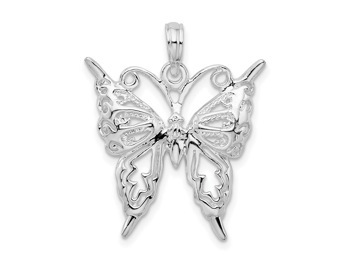 FJC Finejewelers 925 Sterling Silver Rhodium Plated Polished Cut-out Butterfly Charm 21 mm