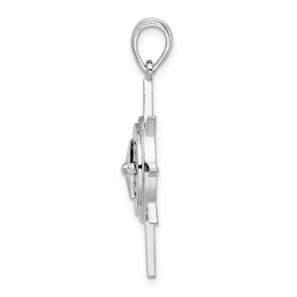 FJC Finejewelers 925 Sterling Silver Rhodium Plated Polished Star Frame Compass Charm 35 x 36 mm
