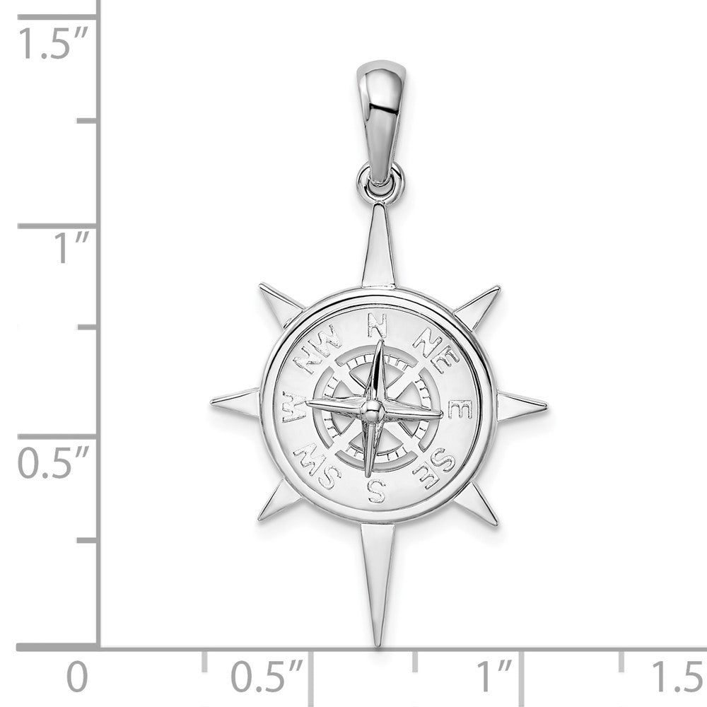 FJC Finejewelers 925 Sterling Silver Rhodium Plated Polished Star Frame Compass Charm 35 x 36 mm