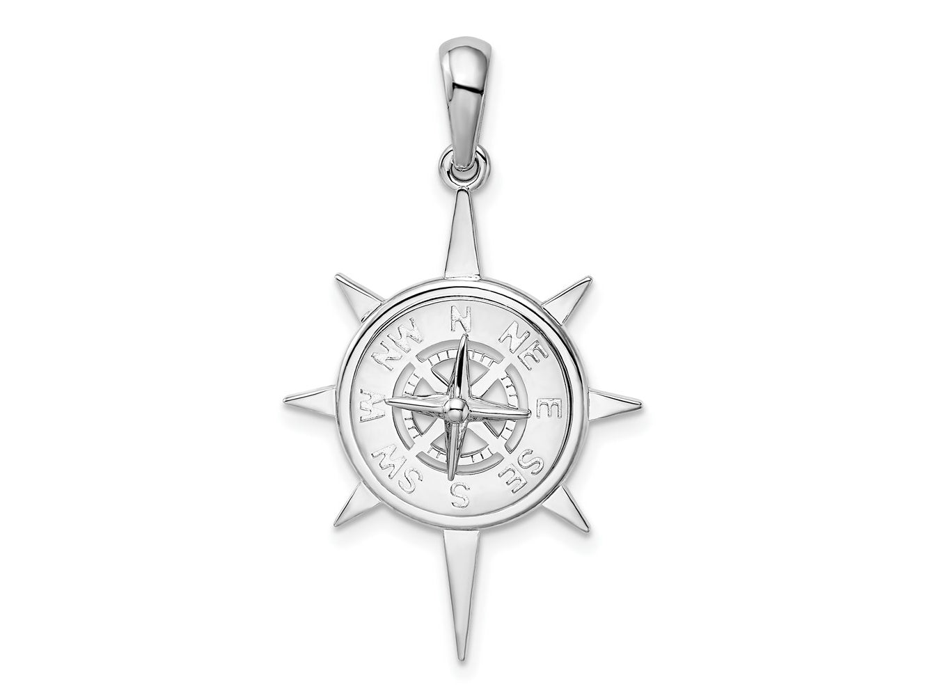 FJC Finejewelers 925 Sterling Silver Rhodium Plated Polished Star Frame Compass Charm 35 x 36 mm