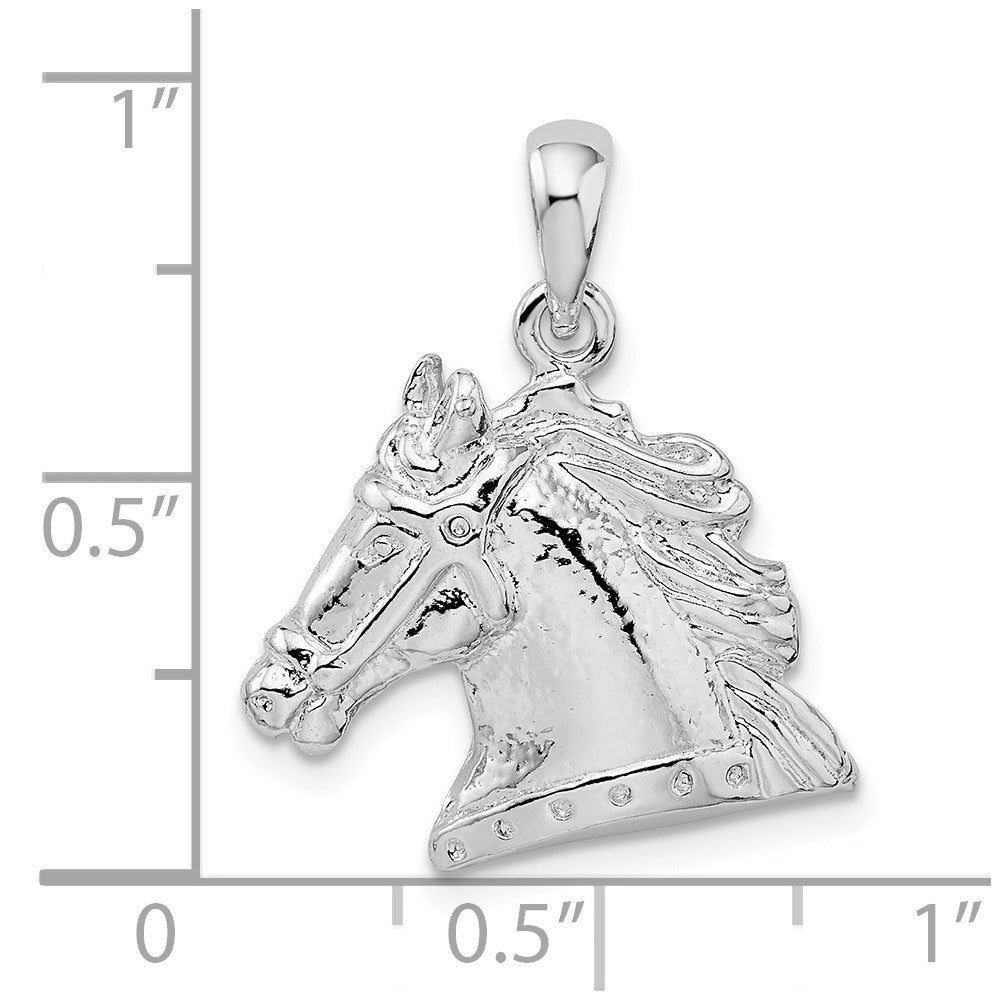 FJC Finejewelers 925 Sterling Silver Rhodium Plated Polished Horse Head Charm 20 mm