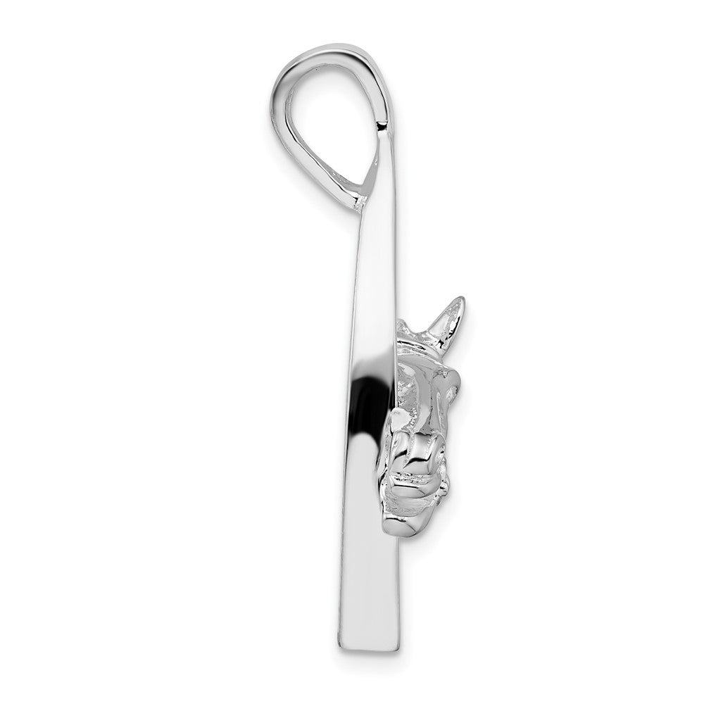 FJC Finejewelers 925 Sterling Silver Rhodium Plated Polished Horse Head with Stirrup Charm 23 mm