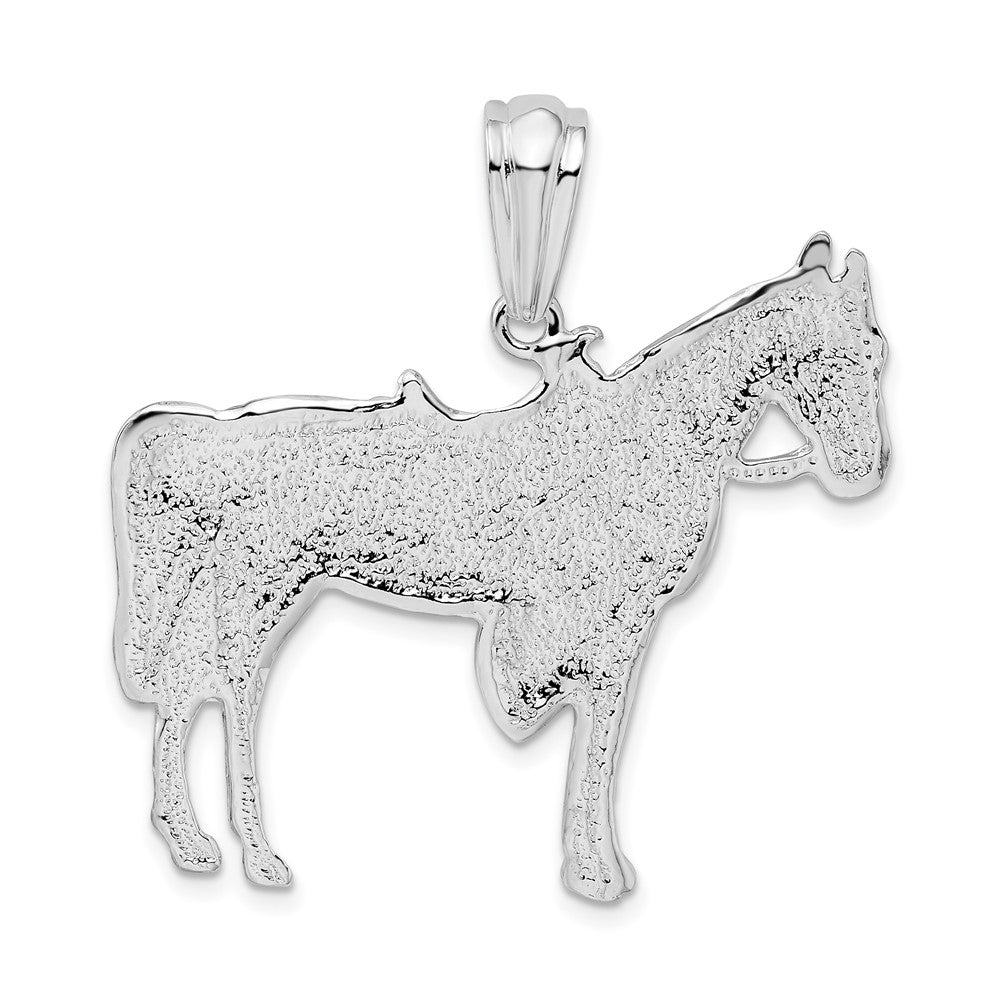 FJC Finejewelers 925 Sterling Silver Rhodium Plated Polished Horse with Saddle Charm 35 mm