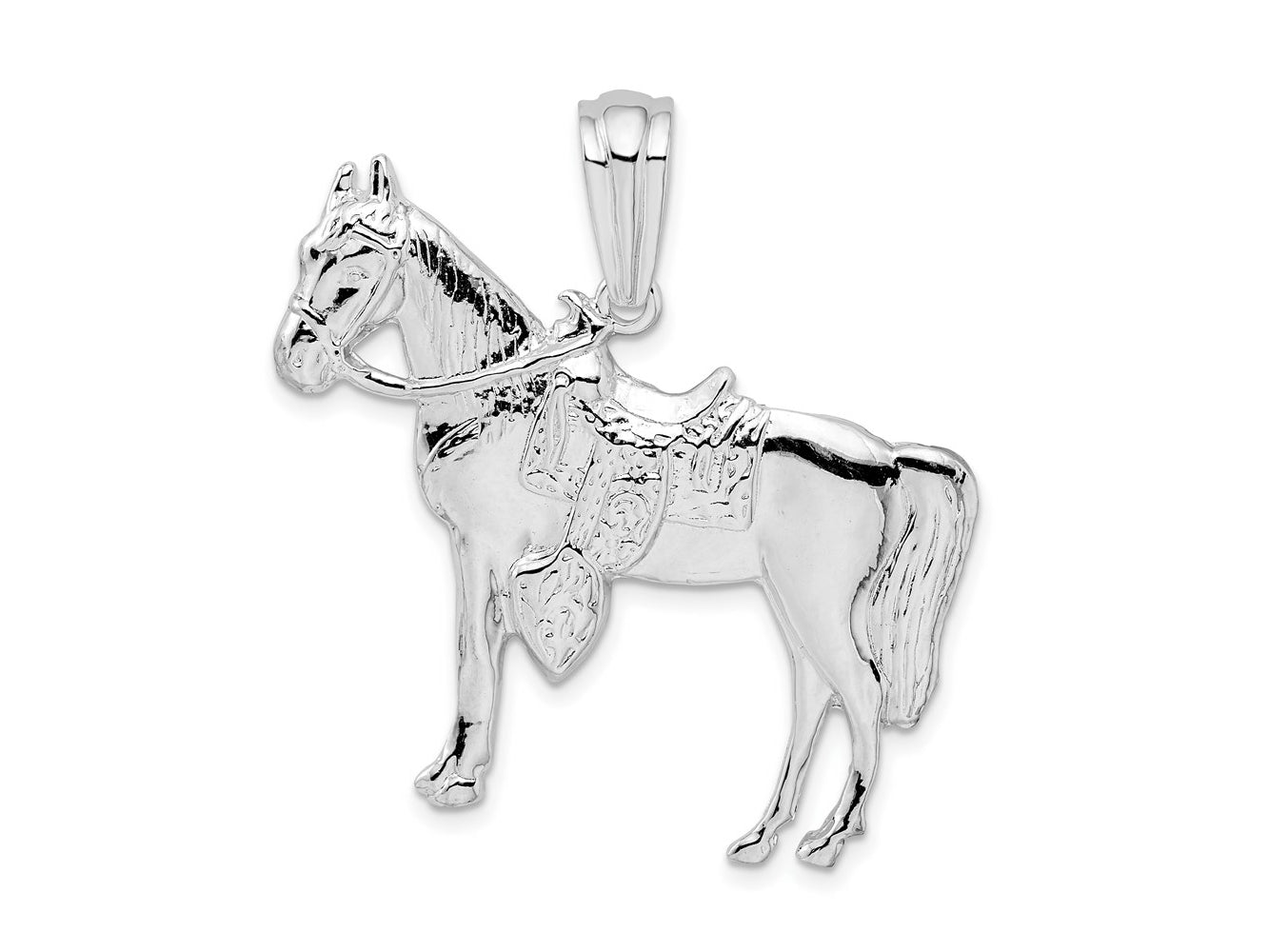 FJC Finejewelers 925 Sterling Silver Rhodium Plated Polished Horse with Saddle Charm 35 mm