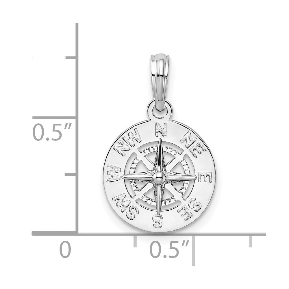 FJC Finejewelers 925 Sterling Silver Rhodium Plated Polished Mini Compass Charm 19 x 12 mm