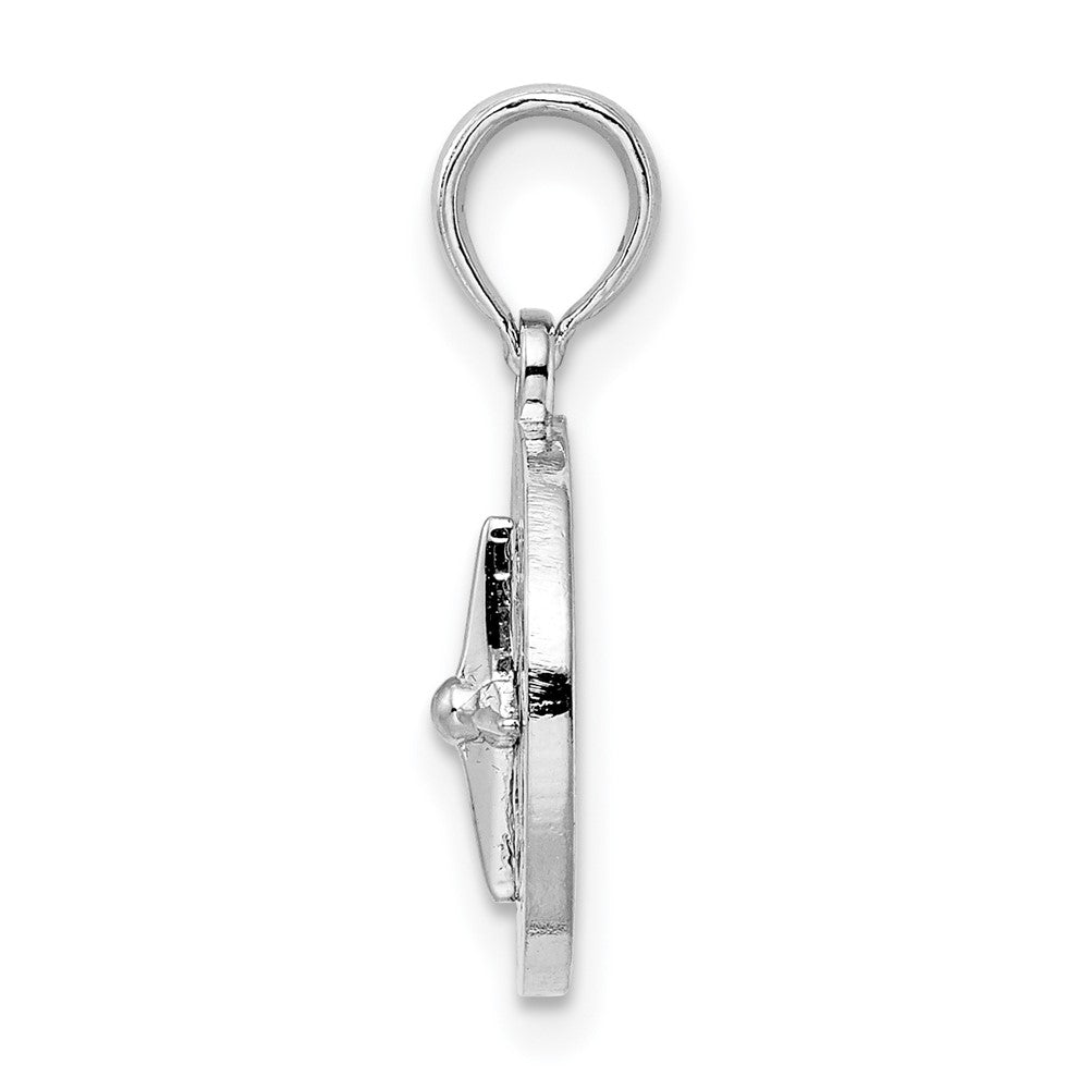 FJC Finejewelers 925 Sterling Silver Rhodium Plated Polished Mini Compass Charm 19 x 12 mm