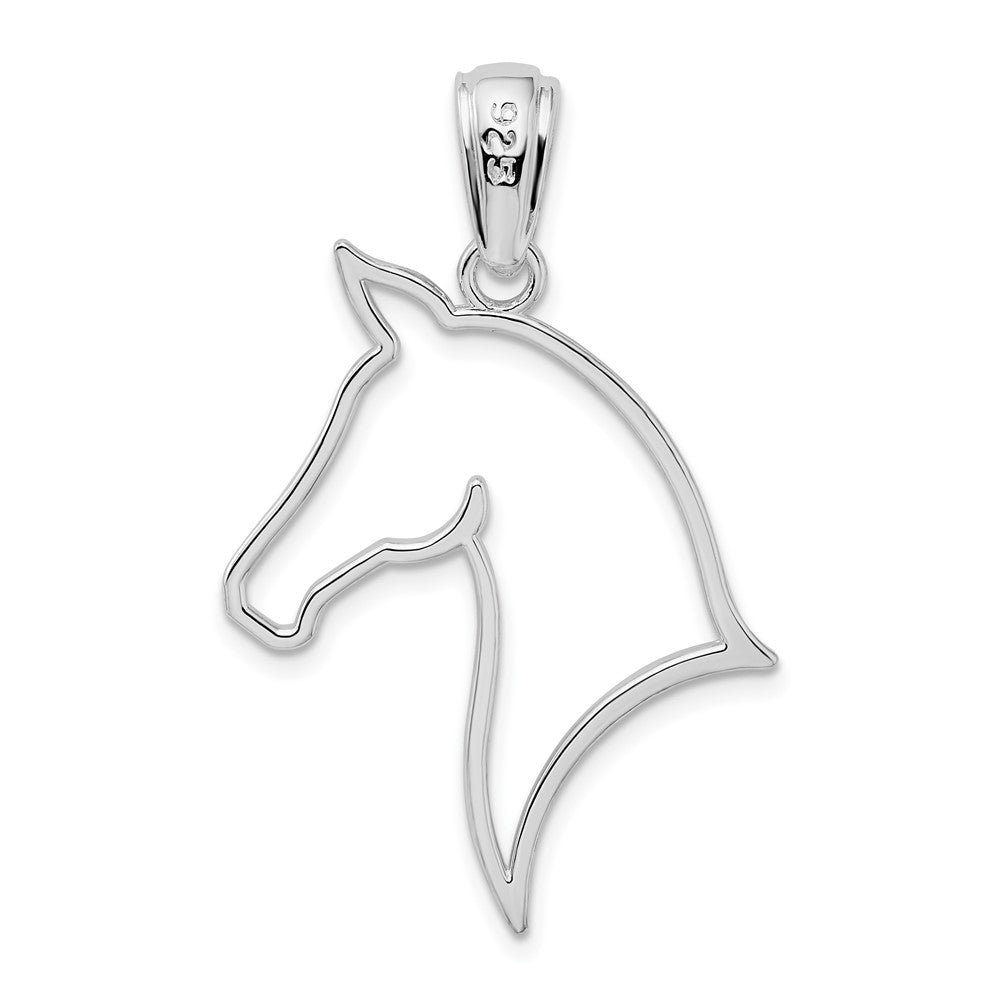 FJC Finejewelers 925 Sterling Silver Rhodium Plated Polished Cut-out Horse Head Charm 24 mm