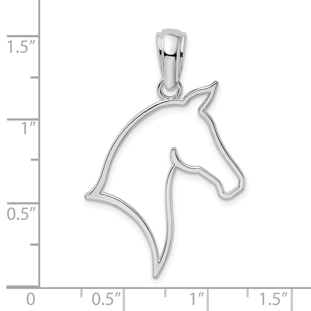 FJC Finejewelers 925 Sterling Silver Rhodium Plated Polished Cut-out Horse Head Charm 24 mm