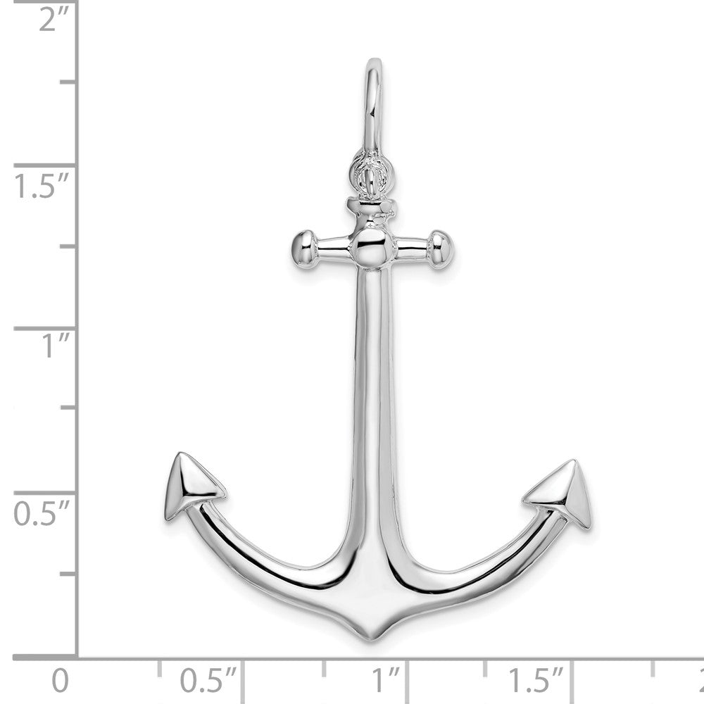 FJC Finejewelers 925 Sterling Silver Rhodium Plated Polished 3D Large Anchor Charm 44 x 32 mm