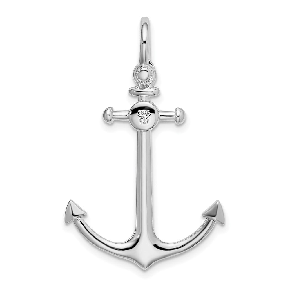 FJC Finejewelers 925 Sterling Silver Rhodium Plated Polished 3D Small Anchor Charm 34 x 21 mm