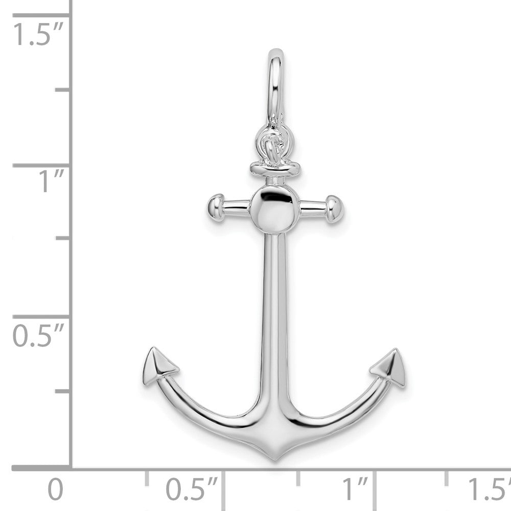 FJC Finejewelers 925 Sterling Silver Rhodium Plated Polished 3D Small Anchor Charm 34 x 21 mm
