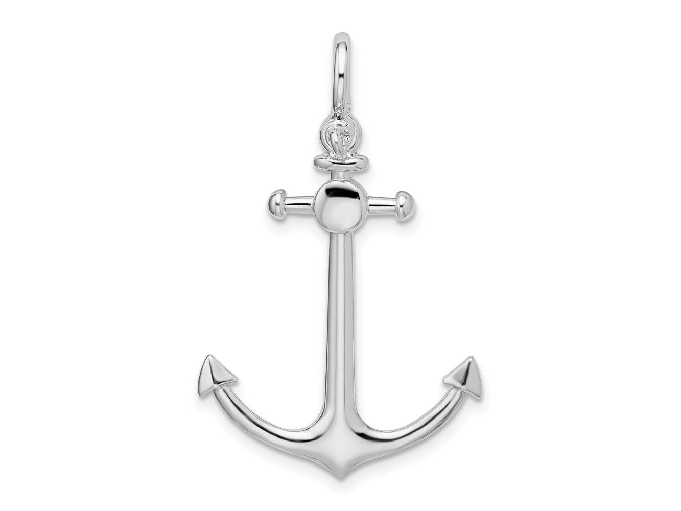 FJC Finejewelers 925 Sterling Silver Rhodium Plated Polished 3D Small Anchor Charm 34 x 21 mm