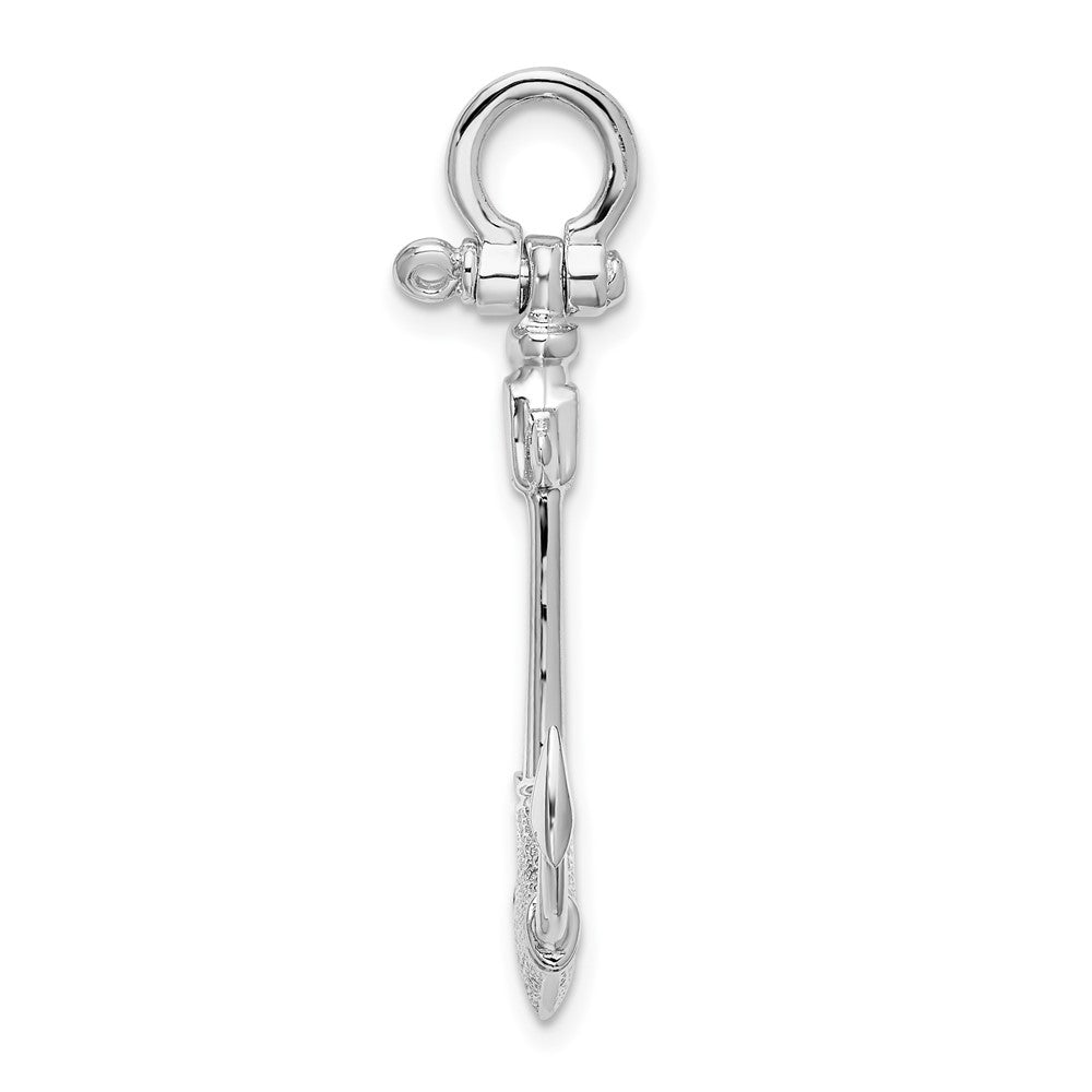FJC Finejewelers 925 Sterling Silver Rhodium Plated Polished/Textured 3D Anchor Charm 33 x 21 mm