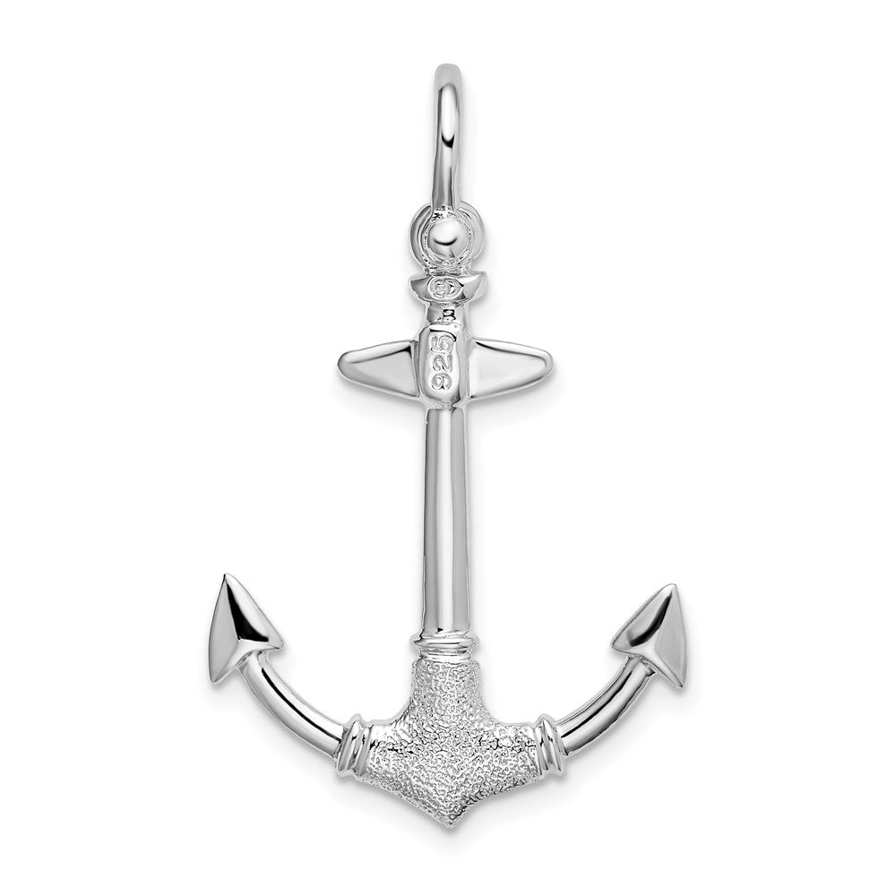 FJC Finejewelers 925 Sterling Silver Rhodium Plated Polished/Textured 3D Anchor Charm 33 x 21 mm
