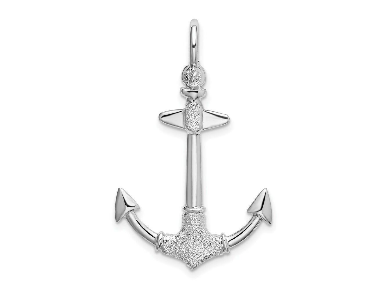 FJC Finejewelers 925 Sterling Silver Rhodium Plated Polished/Textured 3D Anchor Charm 33 x 21 mm