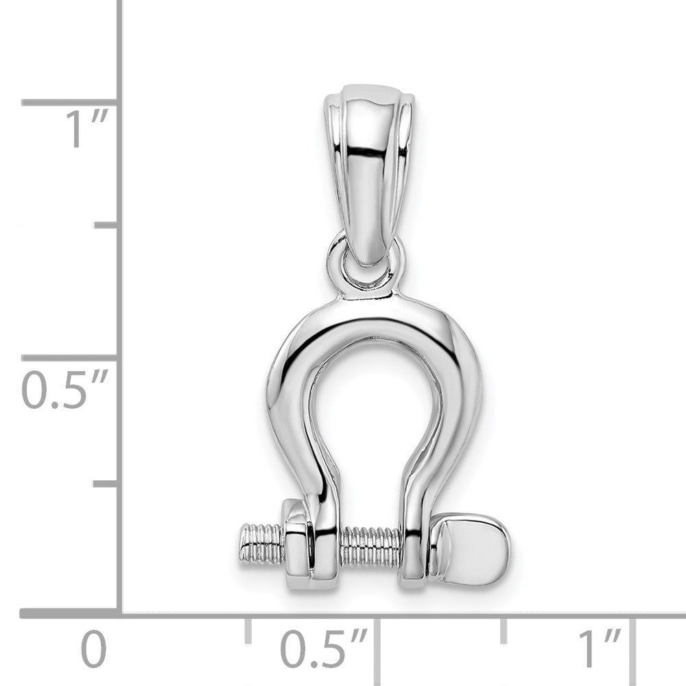 FJC Finejewelers 925 Sterling Silver Rhodium Plated Polished 3D Med. Shackle Link Charm 25 x 13 mm