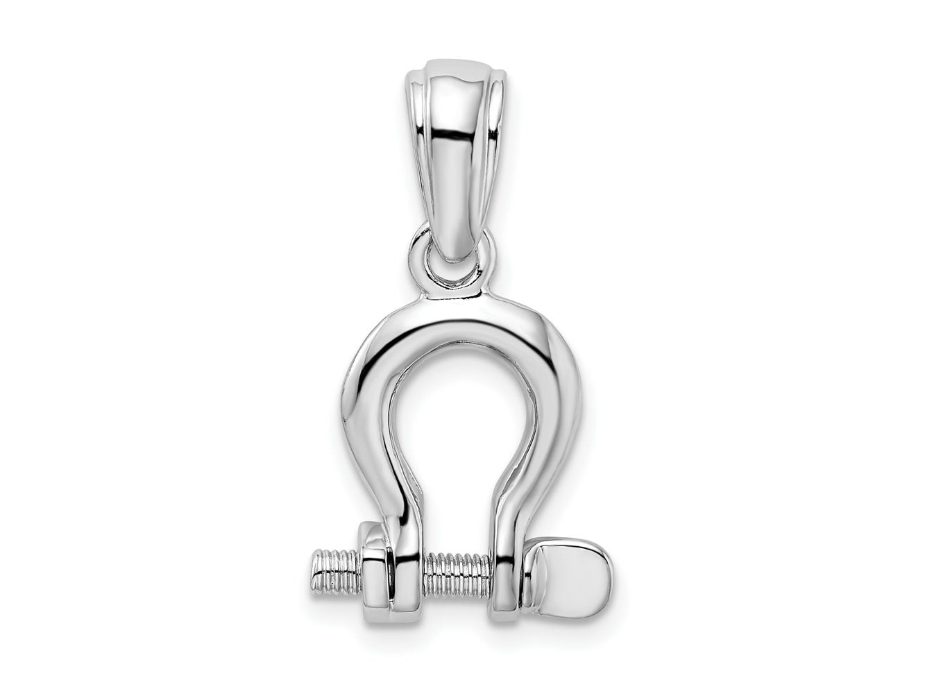 FJC Finejewelers 925 Sterling Silver Rhodium Plated Polished 3D Med. Shackle Link Charm 25 x 13 mm