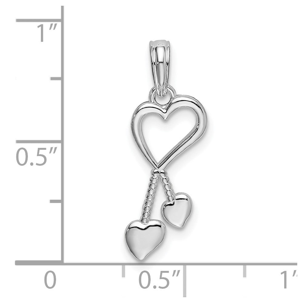 FJC Finejewelers 925 Sterling Silver Rhodium Plated Polished Cut-out Heart with Tassel Charm
