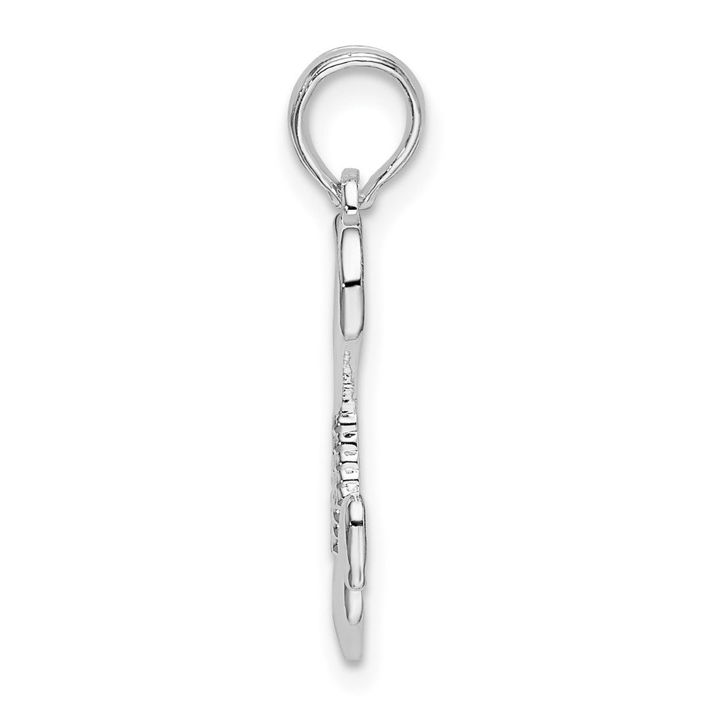 FJC Finejewelers 925 Sterling Silver Rhodium Plated Polished Cut-out Heart with Tassel Charm