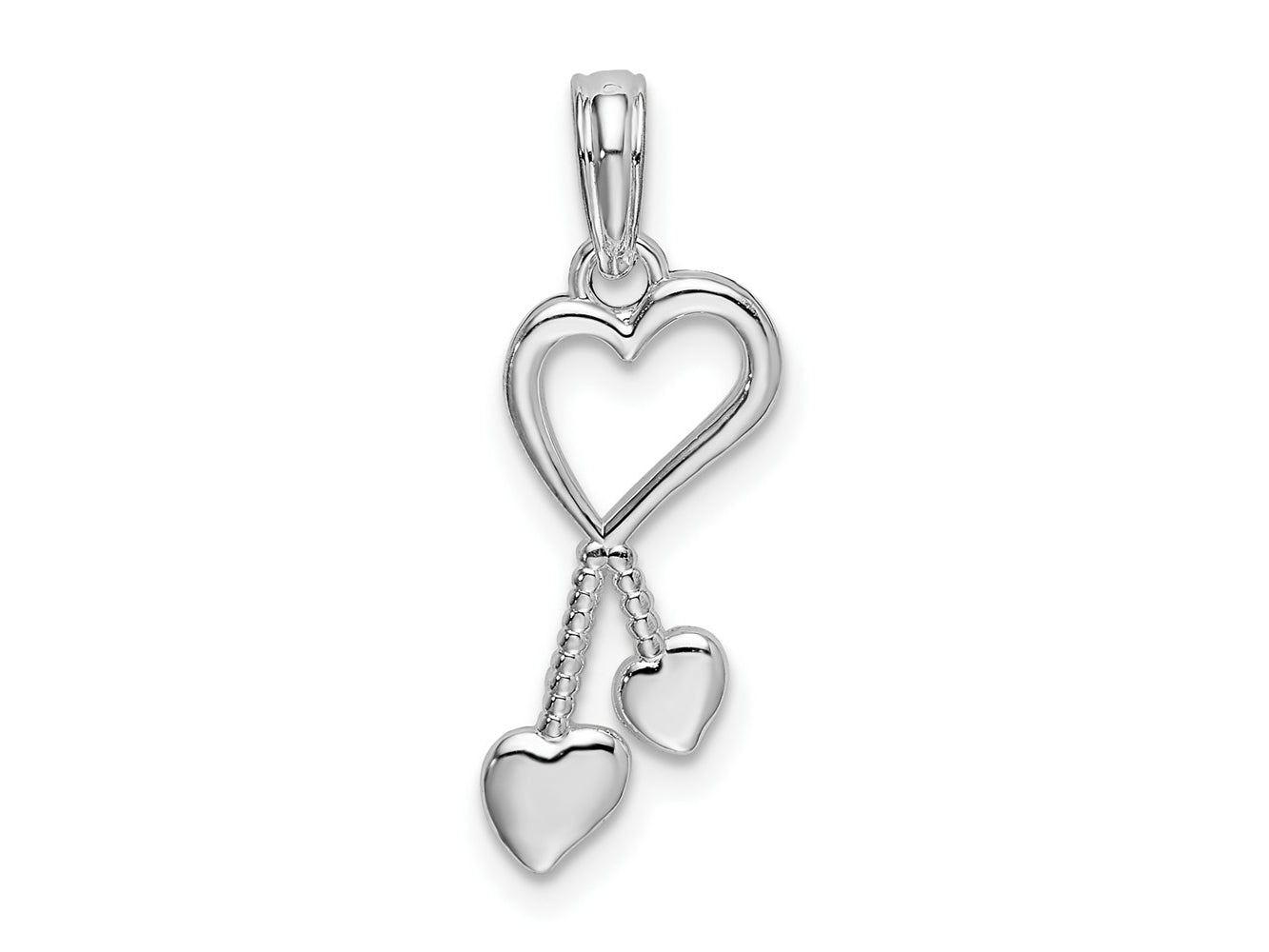 FJC Finejewelers 925 Sterling Silver Rhodium Plated Polished Cut-out Heart with Tassel Charm