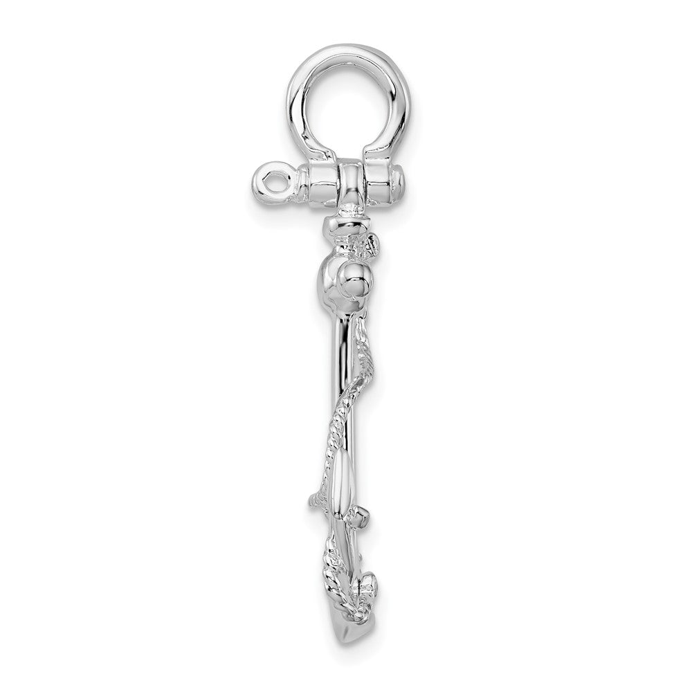 FJC Finejewelers 925 Sterling Silver Rhodium Plated Polished 3D Anchor with Rope Charm 33 x 21 mm