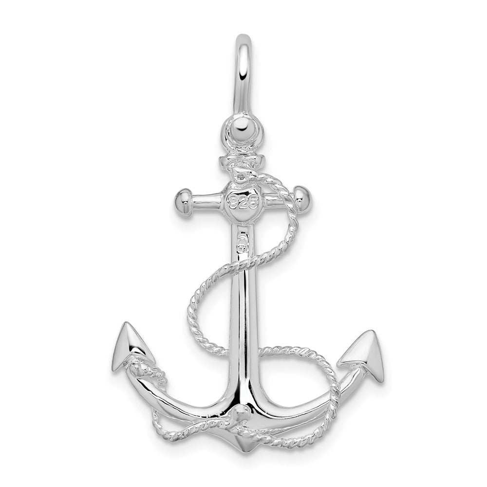 FJC Finejewelers 925 Sterling Silver Rhodium Plated Polished 3D Anchor with Rope Charm 33 x 21 mm