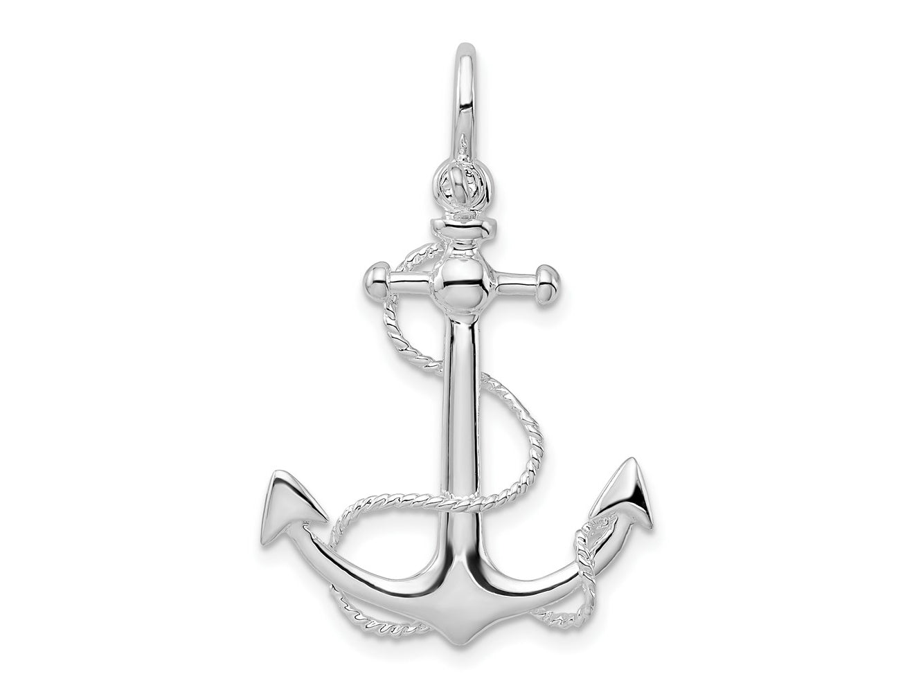 FJC Finejewelers 925 Sterling Silver Rhodium Plated Polished 3D Anchor with Rope Charm 33 x 21 mm