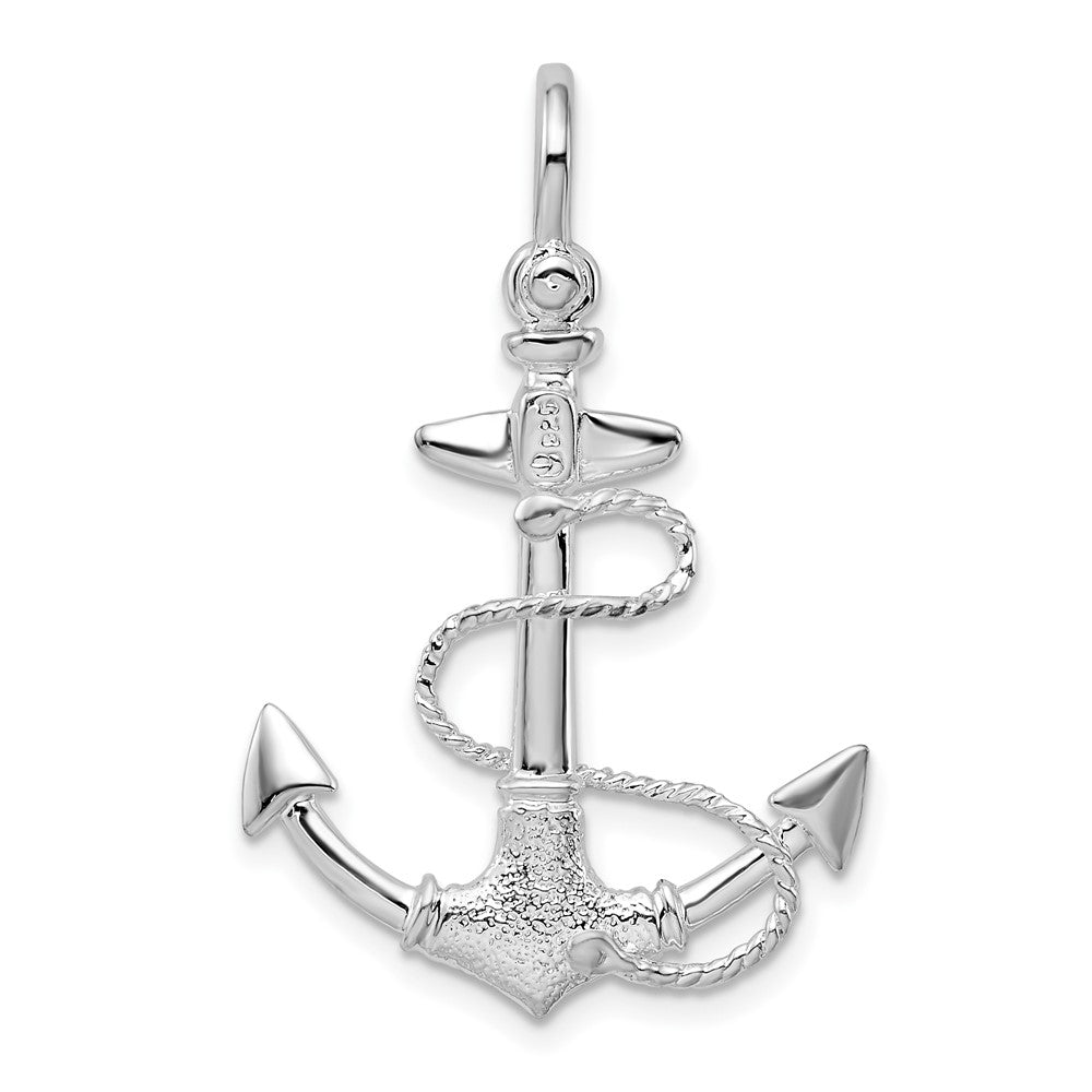 FJC Finejewelers 925 Sterling Silver d Polished/Textured 3D Anchor with Rope Charm 33 x 22 mm
